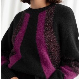 & Other Stories Black and Magenta Crewneck Sweater